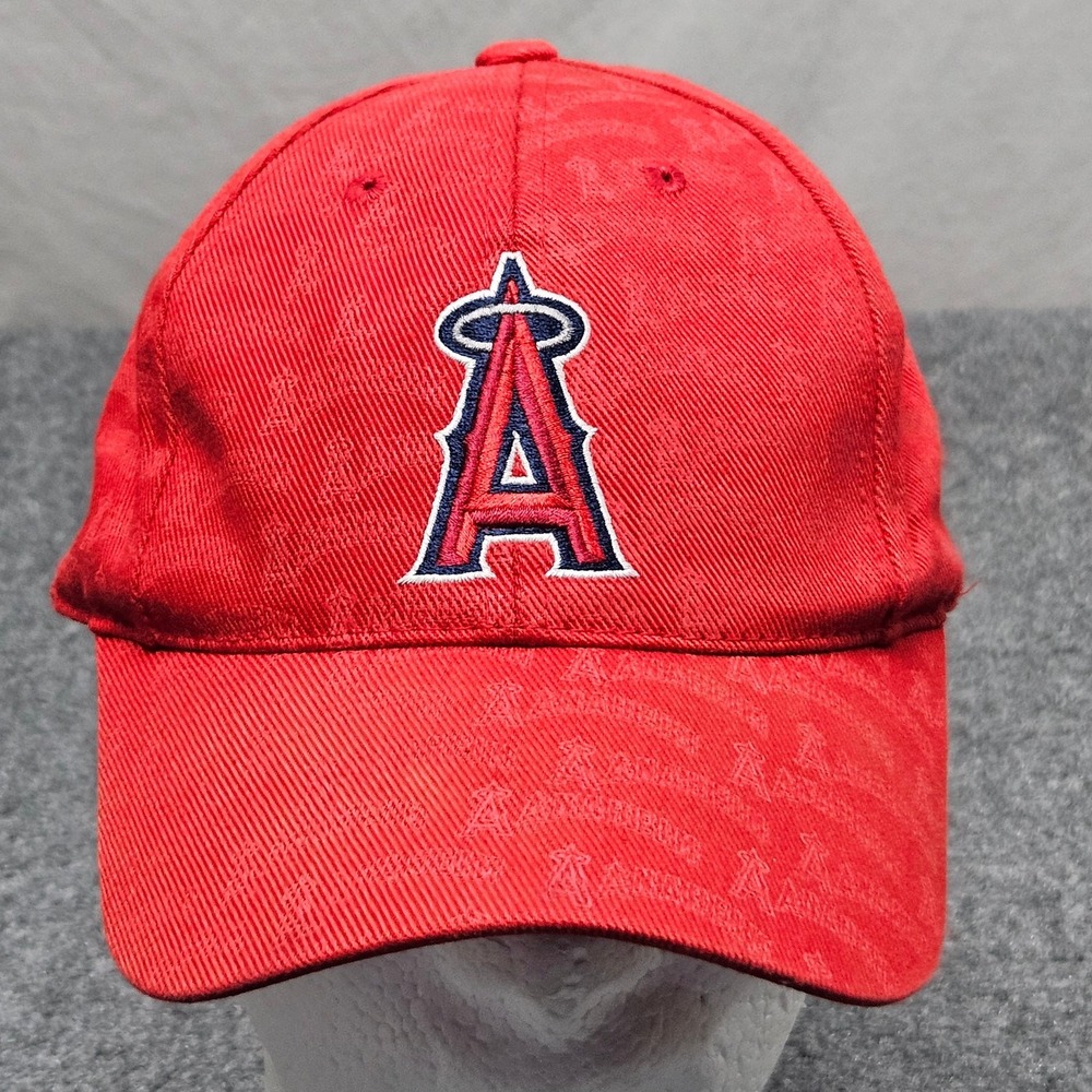 Anaheim Angels Hat OSFA Red All Over Logo Print MLB Baseball Cap Streetwear